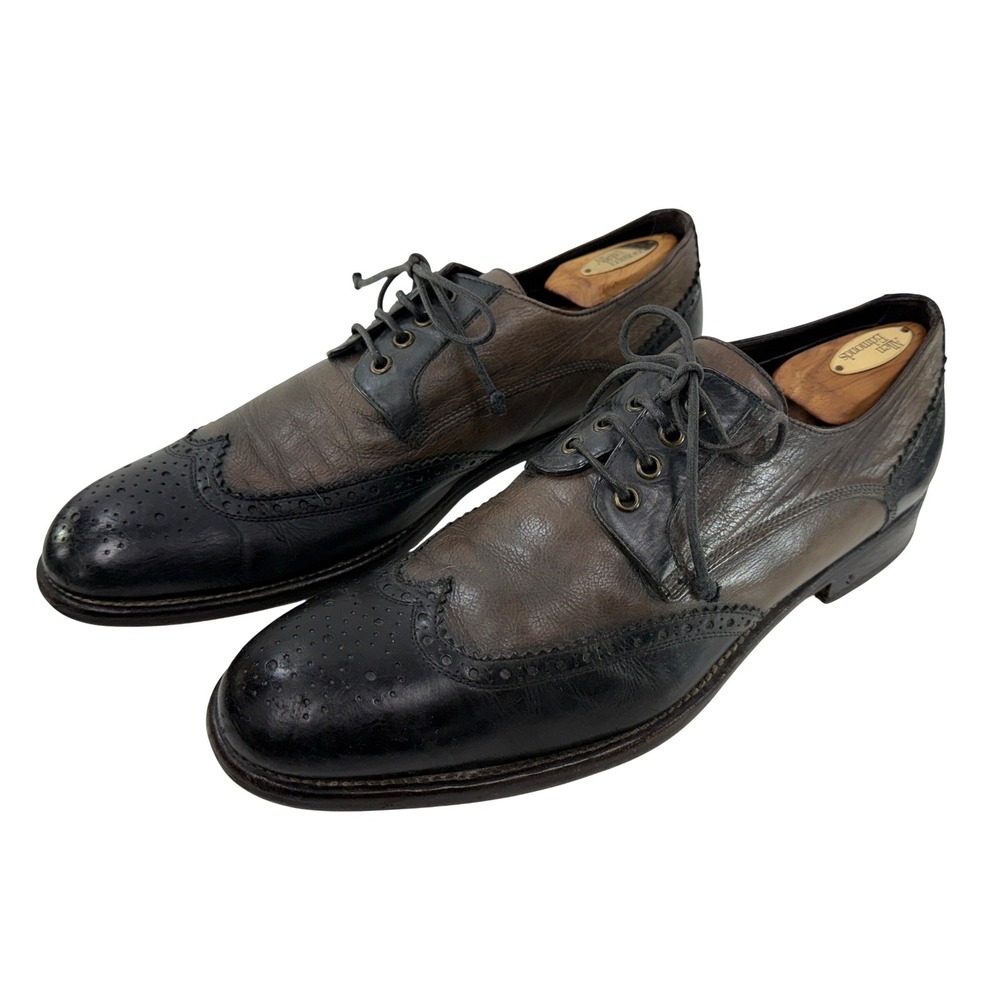 John Varvatos‎ Wingtip Brogue Oxford Shoes Mens Size 11.5" 2-Tone Brown Black